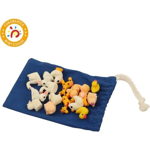 Montessori Material Animal Matching Daily Life Children Toy Teaching Aids Tray Rabbit Giraffe Chicken Baby Toy