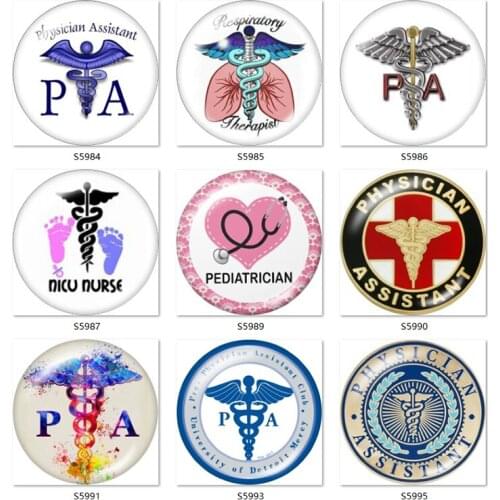 Nurse RN PA 10pcs mixed 12mm/18mm/20mm/25mm Round photo glass cabochon demo flat back Making findings S5984