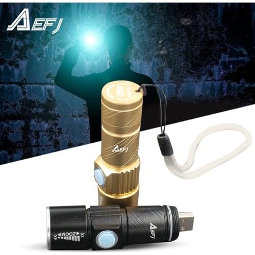 Mini USB XPE Q5LED Flashlight Torch Outdoor Camping Light Rechargeable Waterproof Zoomable Lamp Bicycle 3 Mode Handy Flash Light