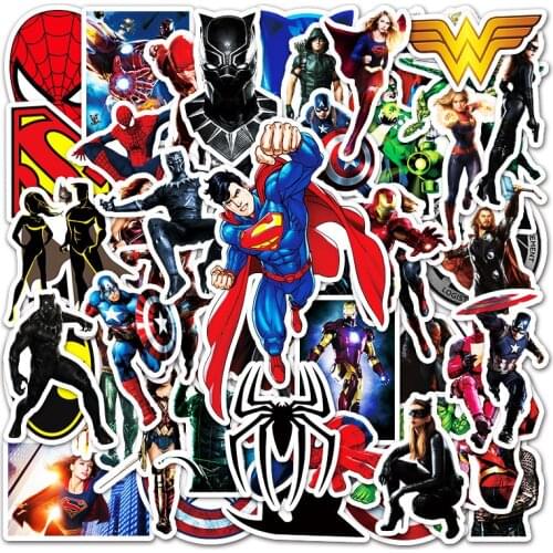 10/30/50Pcs/Set Iron Man Stickers Marvel Luggage Guitar Skateboard Laptop Kawaii The Avengers Sticker Waterproof Kids Toys