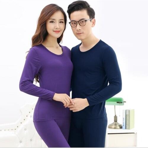 New Sanding Thermo Underwear Ladies Inner Wear Women Thermal Underwear Men O Neck Suit Long Johns Fleece Thermal Tights Set
