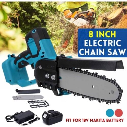 1200W 8 Inch Cordless Electric Chain Saw Brushless Motor Chainsaw Garden Wood Cutters Blade Power Tools For 18V Makita Battery