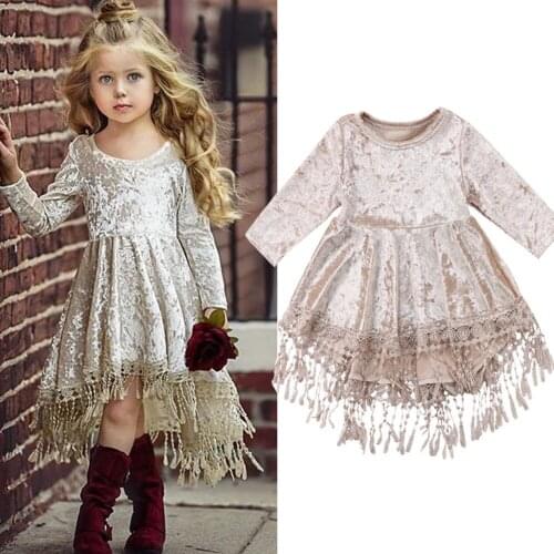 Fashion Baby Girl Dresses Velvet Princess Baby Party Pageant Wedding Bridesmaid O-Neck Dresses