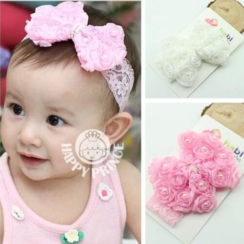 Baby Headband Bowknot Handmade DIY Toddler Infant Kids Hair Accessories Girl Newborn Bows Lace Chiffon Pearl Turban Elastic