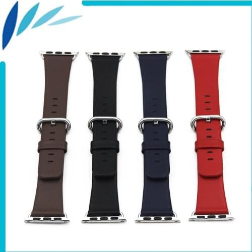 Genuine Leather Watchband for iWatch Apple Watch / Sport / Edittion 38mm 42mm Strap Band Loop Belt Wrist Bracelet Black Brown