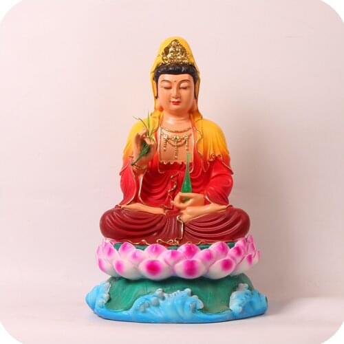 Figure Buddha Guanyin Odessa Buddha Statue 16-inch Resin Home Use Painting for Material Temple Enshrine and Worship Buddhism