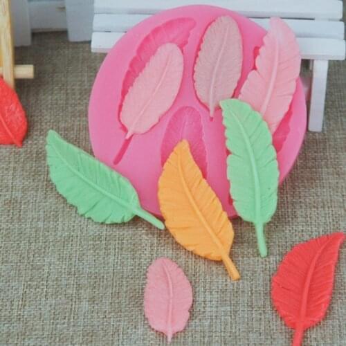 Leaves Feather Shaped 3D Reverse Sugar Fondant Cake Silicone Mold For Polymer Clay Molds