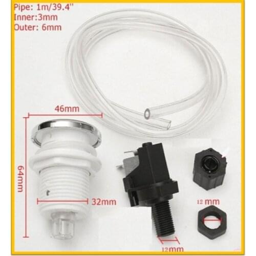 Spa / Pool, Pump food waste disposer Pneumatic Air Button Switch for bathtub, set with air button + hose + Air pressure switch