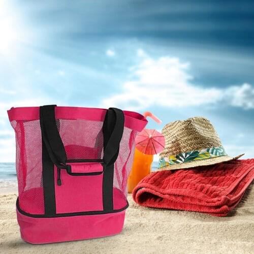 Thermal Insulation Beach Lunch Bag Net Women Handbag Double Layers Food Portable Large Capacity Outdoor Lunch Backpack