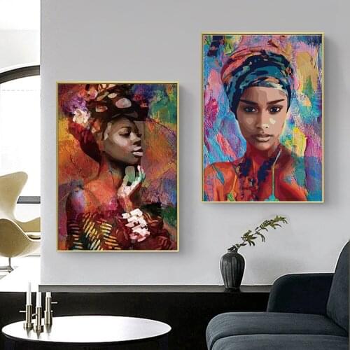 Street graffiti Portrait Art Canvas Painting Posters and Prints Wall Art African Woman Pictures for Living Room Home Decoration