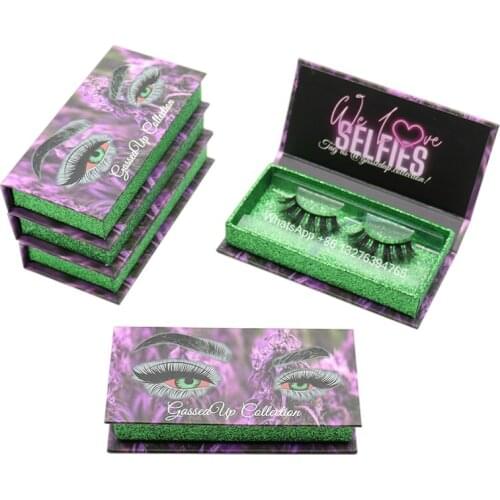 Purple Leaf Eyelashes Packaging Box Wholesale Mink Lashes With Boxes Custom Own Brand Lashbox With Logo Free Clear Tray