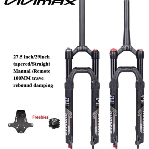 VIVIMAX Bike Fork Solo Air with Rebound Adjustment MTB front Suspension 26/27.5/29er Straight/Tapered Tube Lockout Bicycle QR