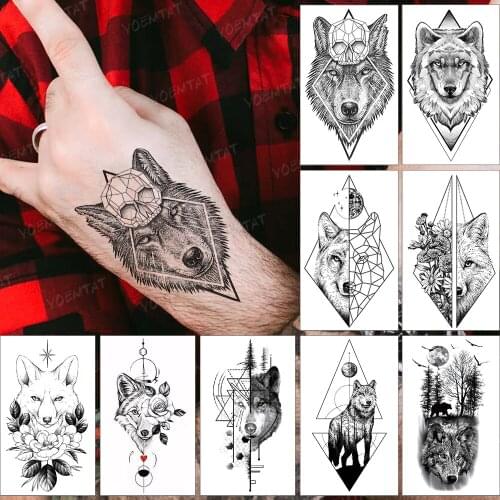 Waterproof Temporary Tattoo Sticker Tattoos For Women Child Men Skull Wolf King Dark Style Hand Fake Tatto Flash Tatoo