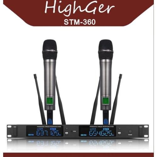 HighGer UHF Frequenze Capsula Dinamica 2 canali Microfono Senza Fili Sistema di Karaoke Microfone Sem Fio riunioni partito