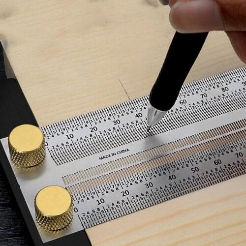 High-precision T Type Square Ruler Woodworking Stainless Steel Scriber Measuring Carpentry Marking Gauge Carpenter Tools