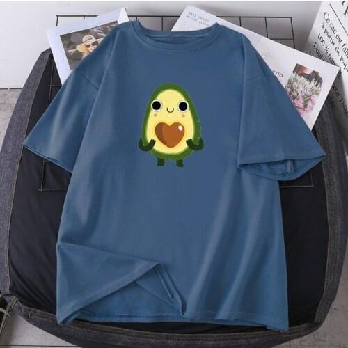 Kawaii Avocado Cartoon Female T-shirts Summer O-neck 2021 New Womans Hip Hop Fashion Clothing Short Sleeve Harajuku Camisetas