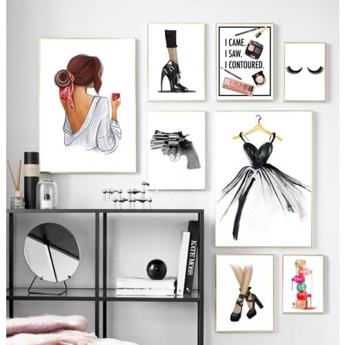 Girl Eye Shadow High Heels Fashion Art Wall Art Canvas Painting Nordic Posters And Prints Wall Picture For Living Room Decor