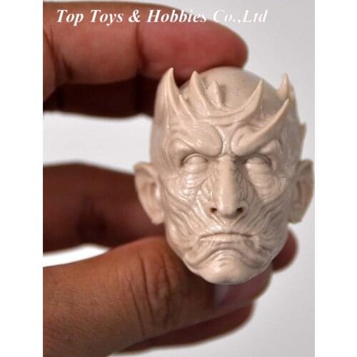 1:6 Scale Male Night King Ghost Unpainted Head Sculpture Head Sulpt Carving Model for 12inches male body figure
