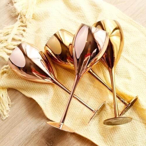 2pcs Rose Golden Crystal Goblets Wine Glass Juice Drink Champagne Goblet Party Barware Dinner Water Home Decor Chic Luxury