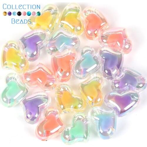 20Pcs Natural Colorful Acrylic Love Heart Beads Loose Spacer Beads For DIY Bracelet Jewelry Making Handmade Accessories 21x15mm