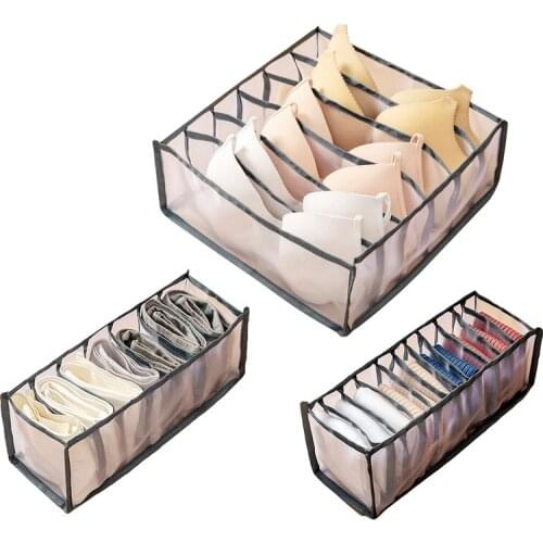 3 Pcs Underwear Storage Box Mesh Drawer Organizers Home Cabinet Closet Bra Socks Panty Clothing Organizer Wardrobe Storage