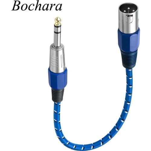 Bochara 30cm Braided 6.5mm Stereo Jack Male to XLR Male Converter Audio Cable Shielded For Microphone Mixer Amplifier