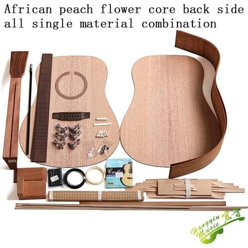 Authentic African peach blossom core, back side, full single folk guitar, full set of materials
