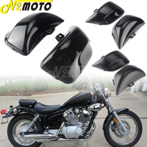 Black/Carbon ABS Plastic Motorcycle Part Extend Side Fairing Battery Cover Protector For Yamaha Virago XV535 XV400 XV 535 XV 400