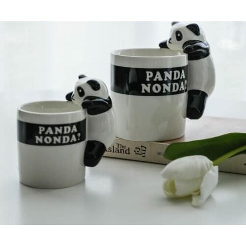 Hand-painted underglaze children mug creative cartoon 3D panda ceramic expression cup cute milk glass couple calix HP101601