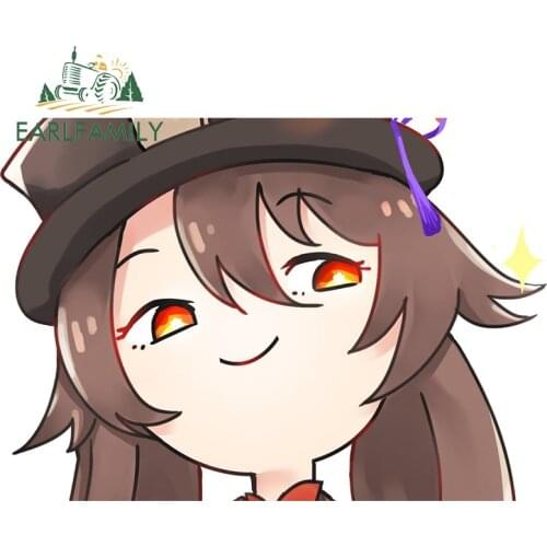 EARLFAMILY 13cm x 9cm for Genshin Impact Hu tao Hutao Anime Car Sticker Vinyl Car Wrap Decal JDM Bumper Sunscreen Decoration