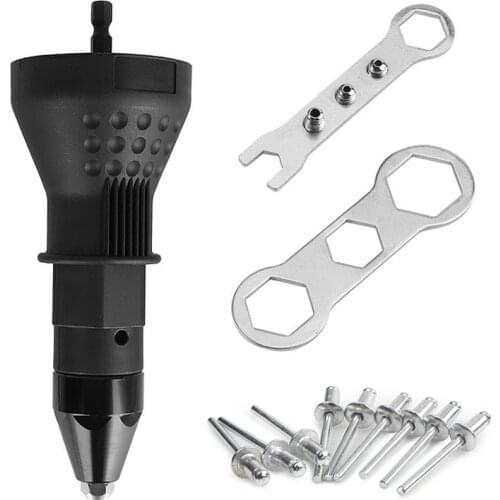 Electric Rivet Gun Nut Rivet Adapter With 50pcs Blind Rivet Drill Adapter Insert Nut Riveting Tool Power Tool Accessories