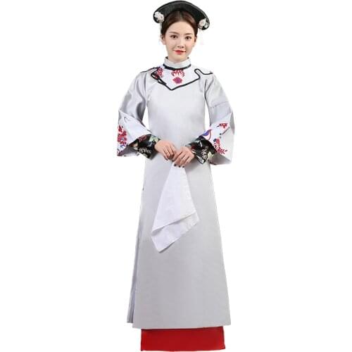 Chinese Ancient Traditional Costume Qing Dynasty Robe elegant women Dress TV Film stage performance wear