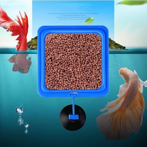 Aquarium Feeding Ring Fish Tank Station Floating Food Tray Feeder Square Circle Accessory Fish Food Feeder Suction Cup Black
