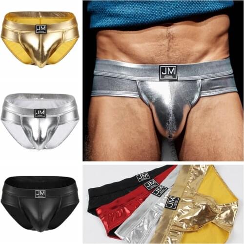 Leather Sexy Classic Briefs Sparkling mens underwear Quick-drying swimming trunks