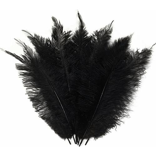 MFeathers Wholesale 100PCS Black Color Ostirch Wings Feather 35-40CM 14-16" Natural Ostrich Wedding Centerpieces Plume Carnival