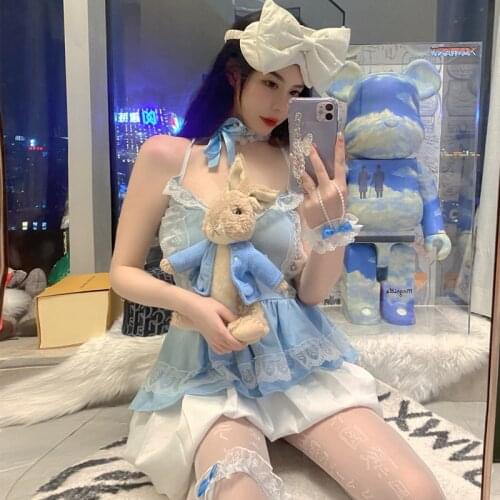 Cute Lolita Apron Cos Maid Wears Uniform Sexy Lingerie Cosplay Servant Lolita Hot Costumes Baby Doll Nightdress Erotic Role Play