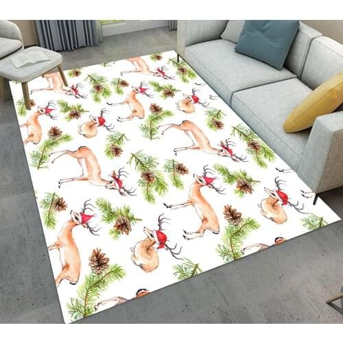 Cartoon Style Christmas Deer Anti-Skid Bath Mats Area Rugs Doormats For Kitchen Living Room Bedroom Floor Carpet Home Decoration