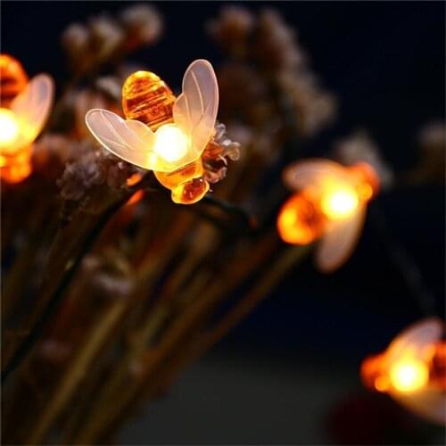 Solar Outdoor Lights Waterproof 5/7/10M Glowing Bees String Lamp Garden Tree Lawn Bedroom Decorative Fairy LED Night Light Warm