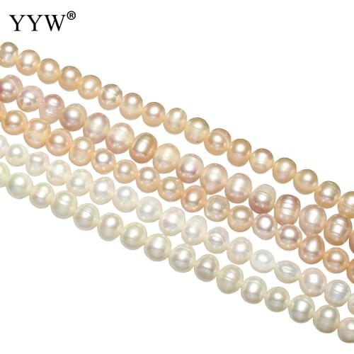 Wholesale Pearls PINK Potato Freshwater Pearl Beads Natural 7-8mm 0.8mm 14 Inch For Jewelry Making DIY Necklace Bracelet Jewelry