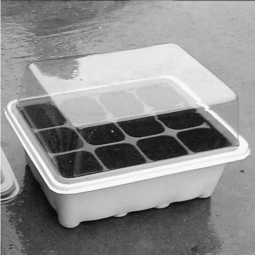 Hot Sale 12 Holes Seedling Tray Nursery Pots Seedling Starter Tray Garden Nursery Pots with Dome and Base Home Garden Grow Box