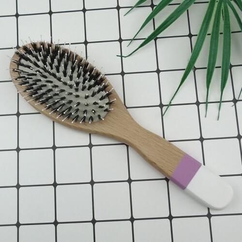 Wooden Handle Hair Brush Boar Bristle Hairbrush Massage Comb Anti-static Hair Paddle Brush Beech Hair Styling Tool