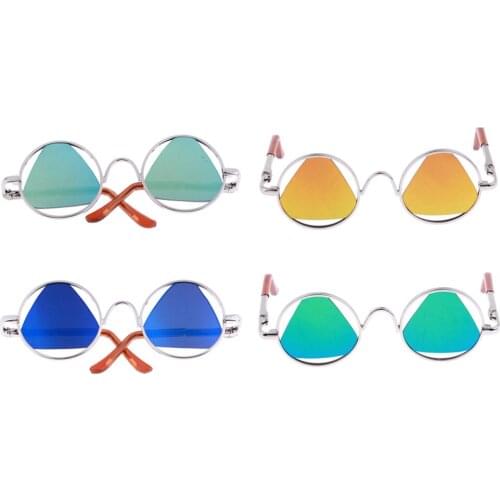 1pair Silver Frame Glasses Triangle Lens Sunglasses For Blythe Doll Accs