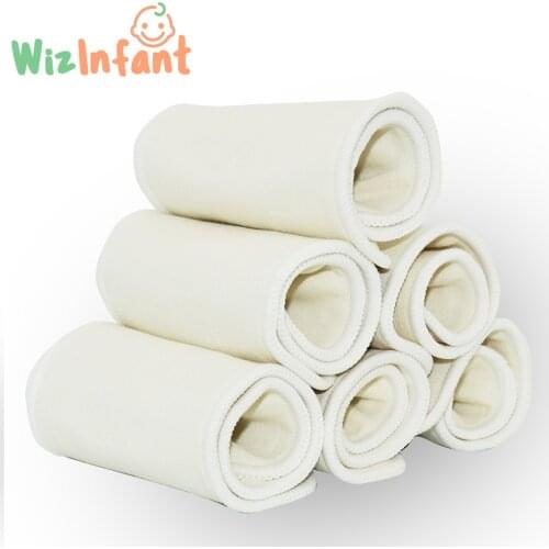 WizInfant 10pcs 4 layers Hemp Cotton Diaper Insert Reusable Super Soft Baby Nappy Insert 36*13.5cm for Cloth Diaper&Covers