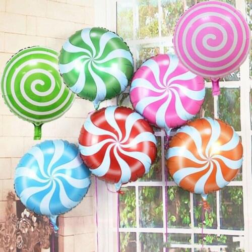 1pcs/lot 18inch Candy color windmill wave dot lollipop Foil balloons celebration party birthday Decoration balloon Baby Shower