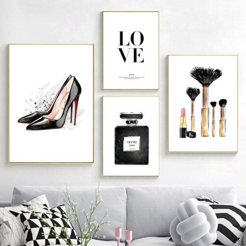 Woman Posters High Heels Perfume Makeup Wall Art Nordic Print Fashion Canvas Painting Modern Girls Pictures Bedroom Decoration