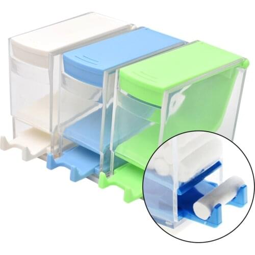 1 PC Dental Cotton Roll Dispenser Holder Press Type White Blue Color Plastic Dental Instrument