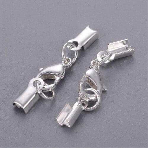 20/30/50 Pcs Stainless Steel Metal Leather Cord End Caps with Lobster Clasp Connector for Bracelet Necklace DIY Jewelry Making
