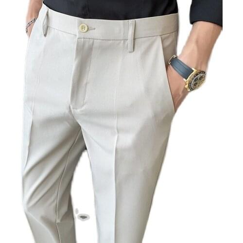 2021 solid color feet best-selling four seasons new mens casual nine-point pants trousers