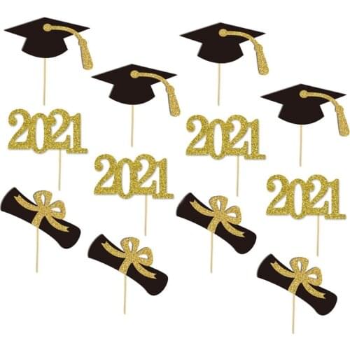 2021 Graduation Cupcake Toppers 48 PCS Food Appetizer Picks For Graduation Set