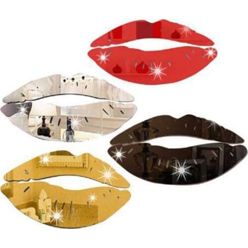 3D Mirror Wall Sticker Lips Mirror DIY Bathroom Stickers Removable Wall Decor Bedroom Decal Art Ornaments Home Decoration Mirror